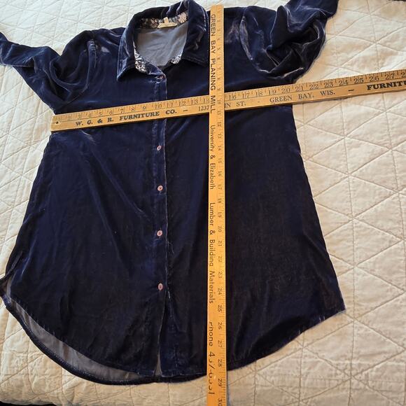 Mystree Velvet Shirt Women's L Dusty Plum Dark Romantic Whimsigoth Festive Party - Picture 6 of 8